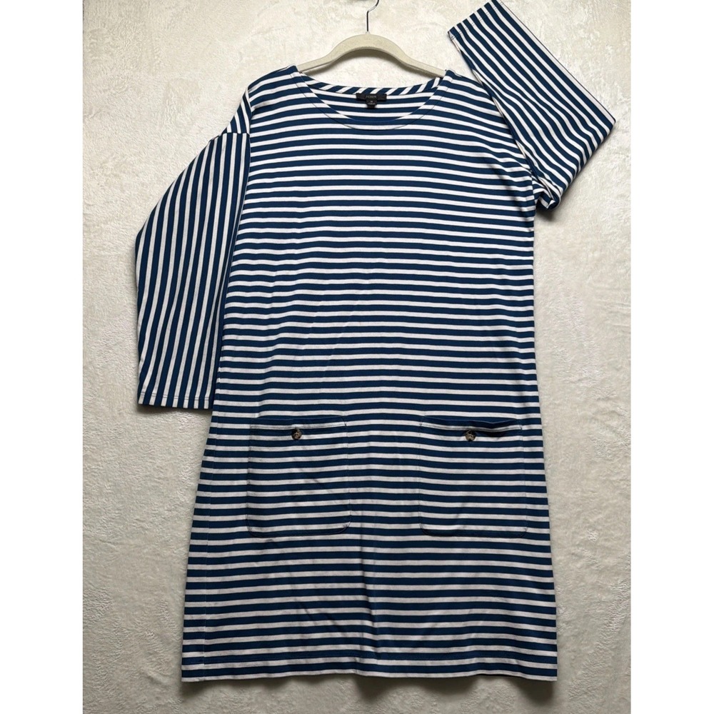 J Crew Striped T Shirt Dress Womens Medium Blue Breton Nautical Coastal Preppy